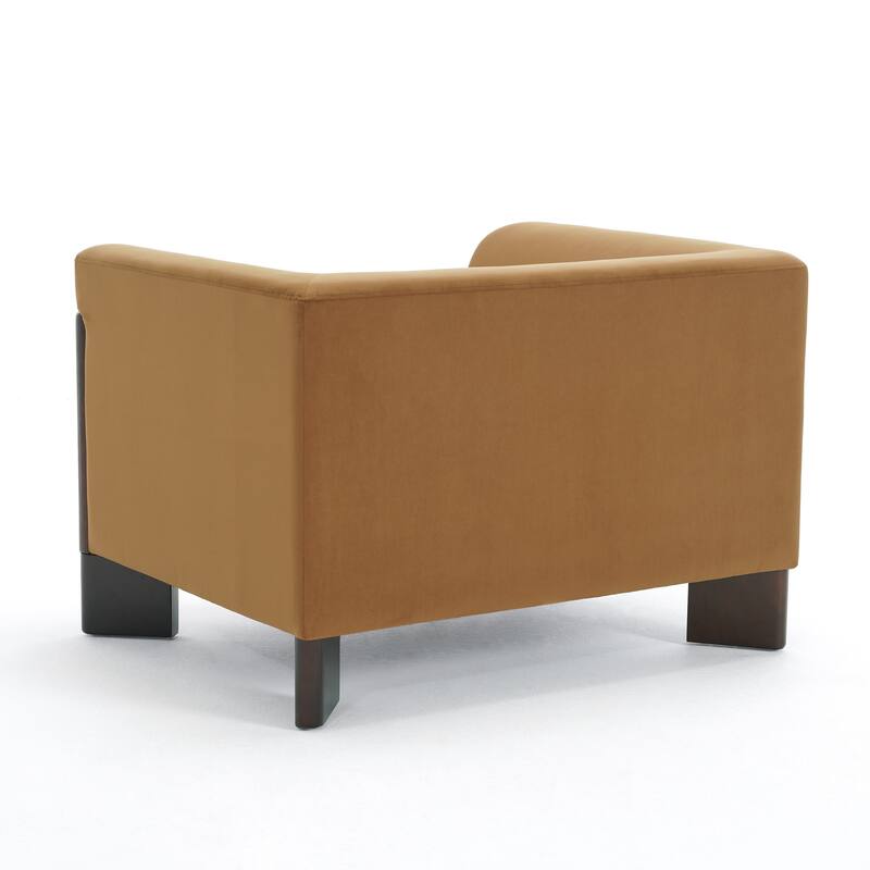 Upholstered Nordic Wide Seat Tuxedo Arms Barrel Chair Set of 2