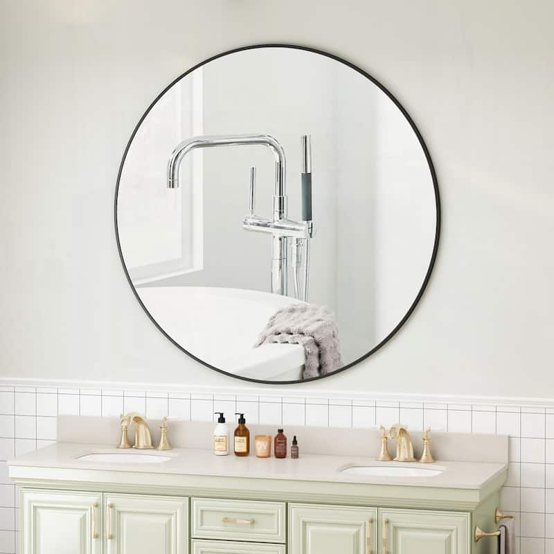 Black Circular Mirror Metal Framed Mirror Round Vanity Mirror Dressing Mirror