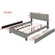 preview thumbnail 2 of 12, Upholstered Frame Platform Queen Size Bed with 2 Drawers, Pull-out Trundle and Classic Metal Strip Headboard Design Wingback Bed