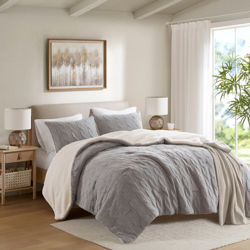 Madison Park Riordan Cable Knit Chenille Comforter Set