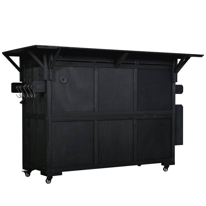 Roomfitters Outdoor Grill Cart and Kitchen Island, Stainless Steel Top, Portable Potting Bench with Storage, Wheels