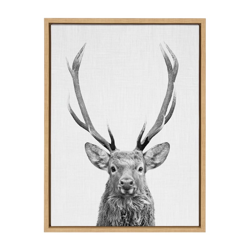 Kate and Laurel Sylvie The Red Deer BW Framed Canvas by Simon Te
