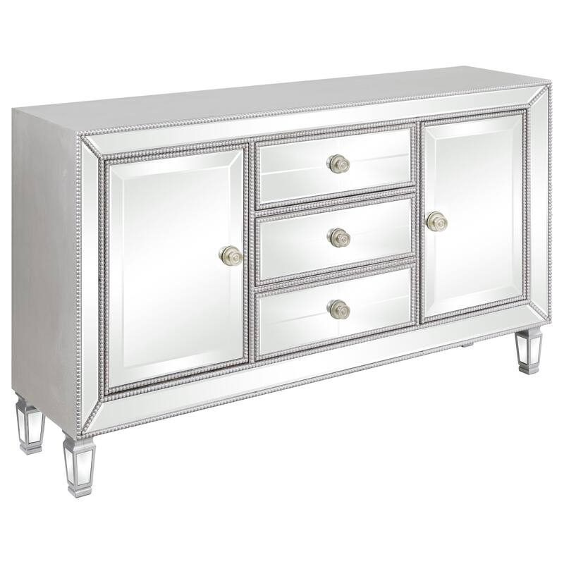 Leticia 3-drawer Mirrored Storage Accent Cabinet Silver - Mirror