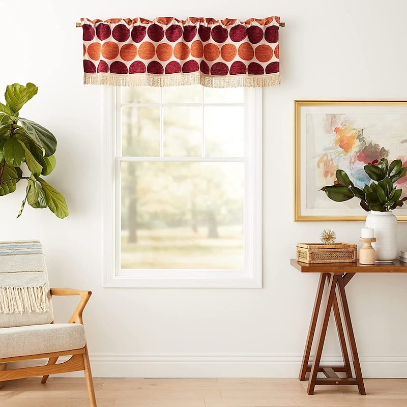 Violet Linen Deluxe Chenille Jacquard Circle's design, 60" x 15", Straight, Rod Pocket Curtain Valance