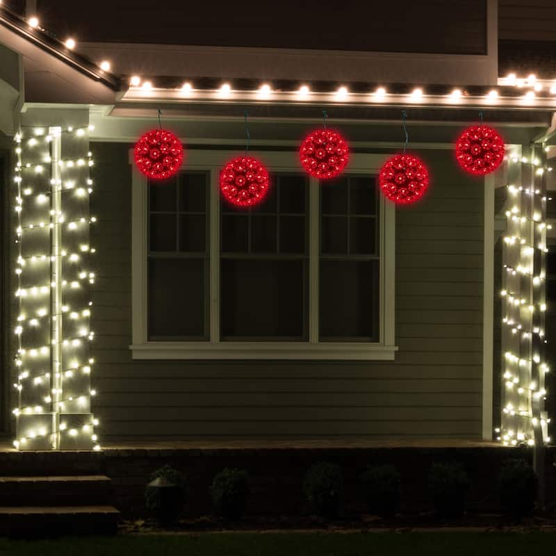 LED Lighted Hanging Starlight Sphere Outdoor Christmas Decoration- 6"
