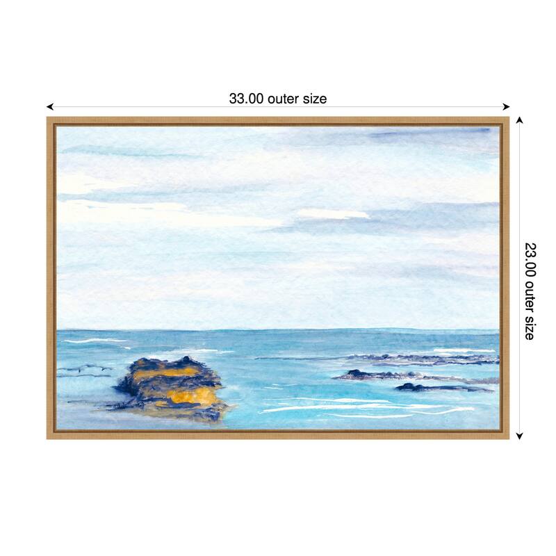 Tranquil Seascape with Rocks by Danushka Abeygoda Framed Canvas Wall Art Print - 33 x 23 in