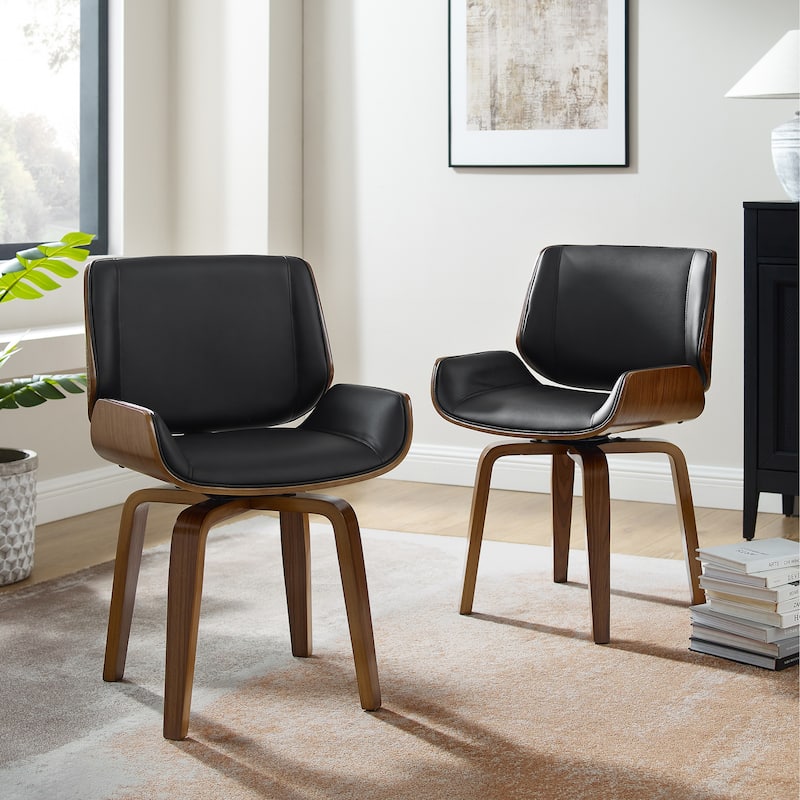 Art Leon Swivel Wooden Upholstered Dining Chairs (Set of 2) - Black