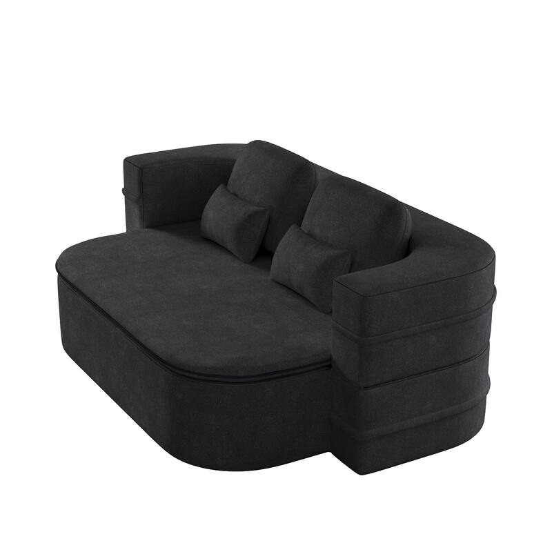 75''2-in-1 Foldable Sofa,Convertible Sleeper Foam Chenille Floor folding Sofa Bed with Multi Functional Blanket,Lounge Sofa