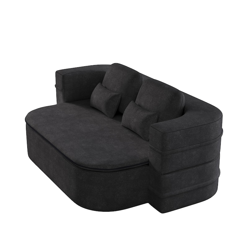 75''2-in-1 Foldable Sofa,Convertible Sleeper Foam Sofa Bed with Multi Functional Blanket, Chenille Floor folding sofa bed