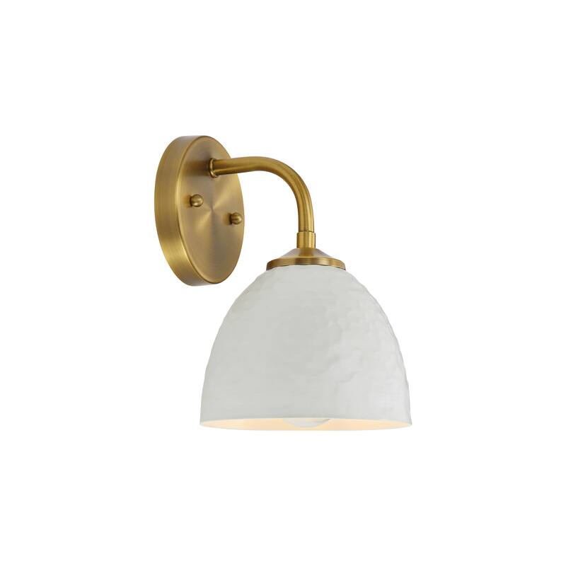 Golden Lighting Shepard 1-light Wall Sconce in Modern Brass and Matte White shade