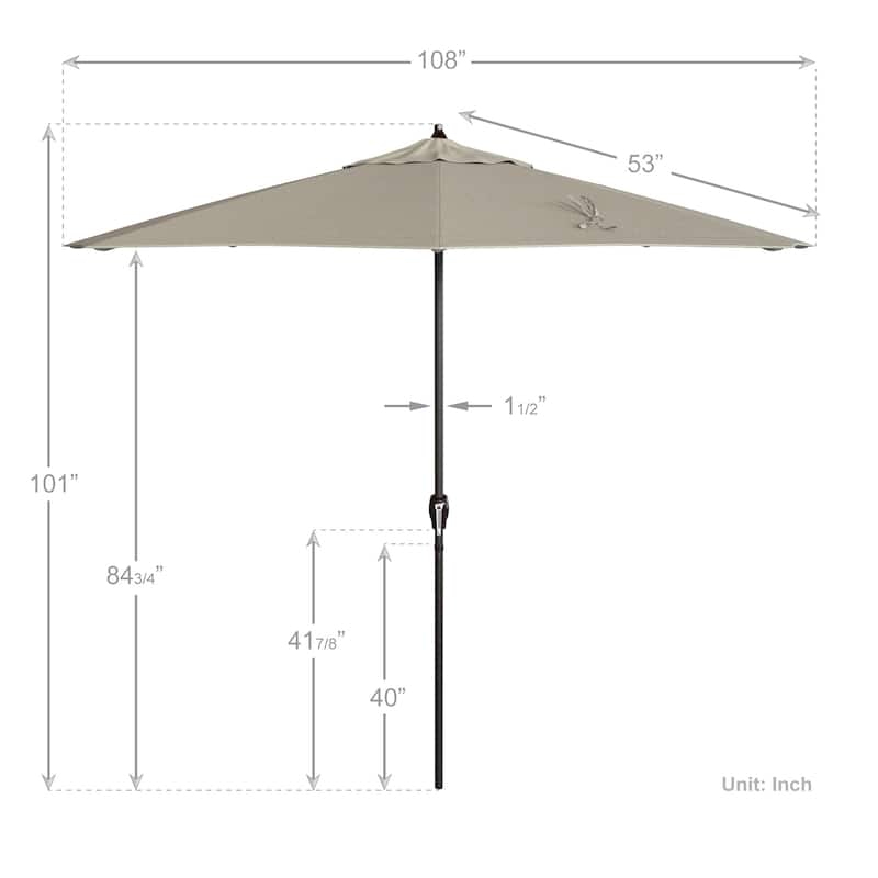 California Umbrella 9' Round Crank Lift Auto Tilt 8 Rib Aluminum Patio Umbrella, Bronze Finish Olefin