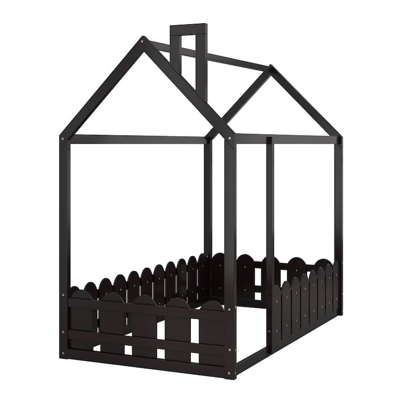 Twin Pinewood Playhouse Bed Frame with Roof