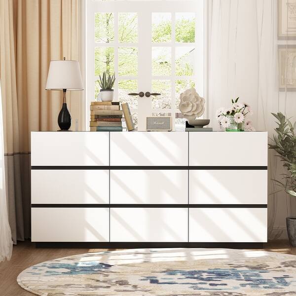 modern minimalist bedroom dresser 126" Modern Reeded 6-Drawer Dresser For Bedroom, Minimalist Chest Of Drawers With Storage, Wooden Dresser