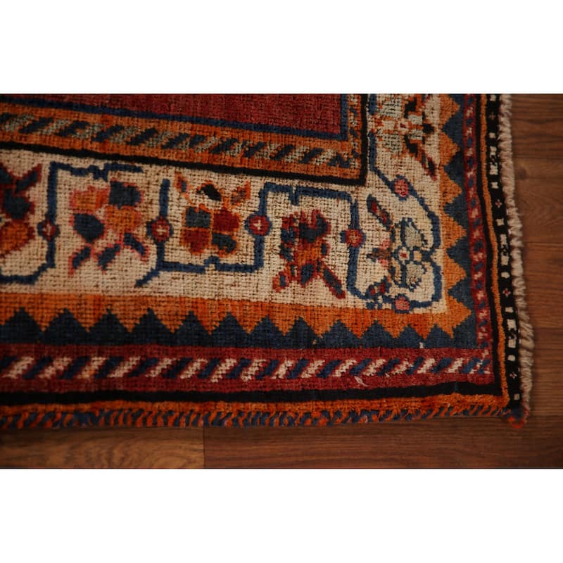 Tribal Red Shiraz Persian Vintage Area Rug Handmade Wool Carpet - 5'0"x 6'11"
