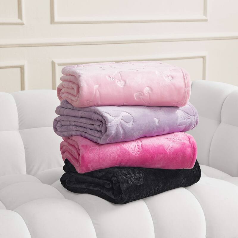 Juicy Couture 60"x70" Embossed Plush Throw Blankets
