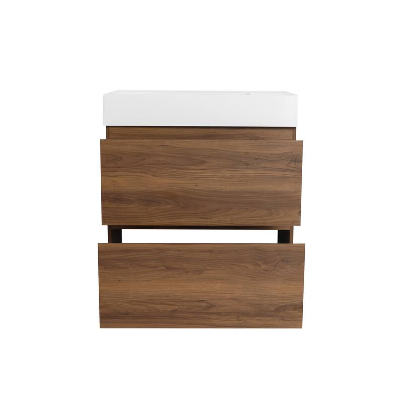 30 in. W x 18 in. D x 35 in. H Single Sink Freestanding Bath Vanity with White Resin Top