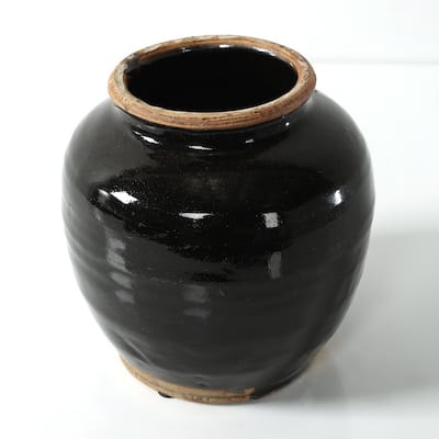 Artissance Small Vintage Oil Pot With Black Glaze, 5 Inch Tall (Size & Finish Vary)