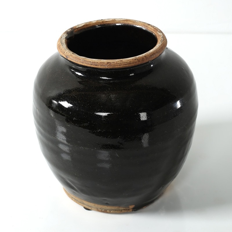 Artissance Small Vintage Oil Pot With Black Glaze, 5 Inch Tall (Size & Finish Vary)