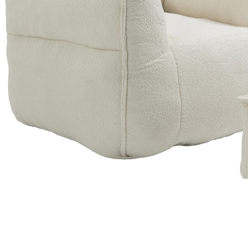 Boucle Bean Bag Chair Chair Sets with High Back Support and 300lb Capacity