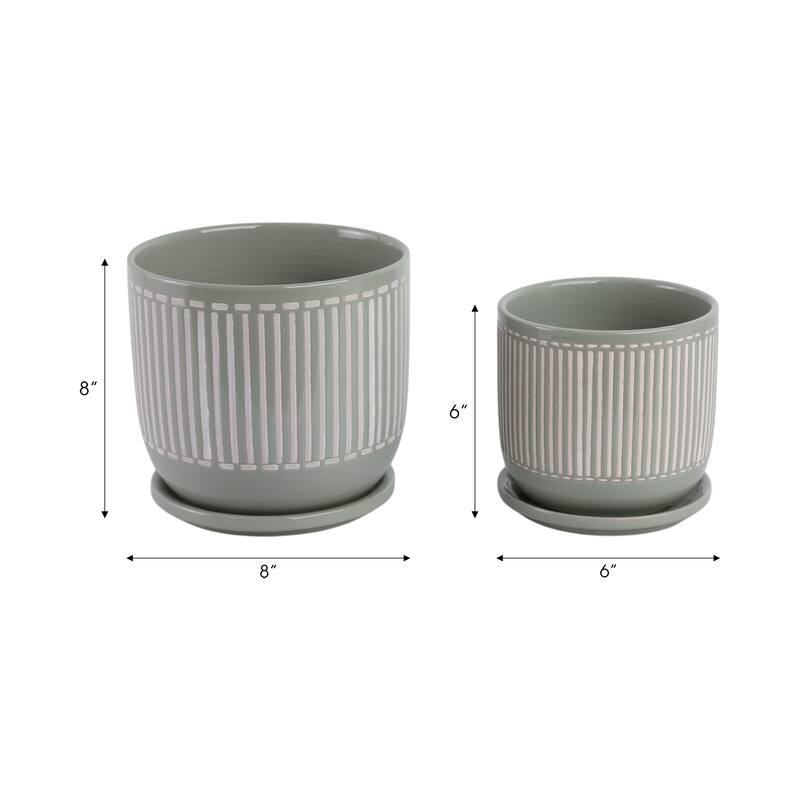 Ceramic Circular Saucer Planters Set of 2 - 6/8 in.