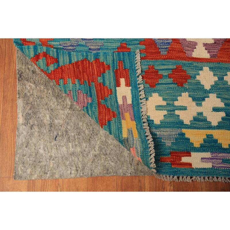 Geometric Kilim Oriental Area Rug Hand-Woven Tribal Wool Carpet - 8'5"x 11'6"