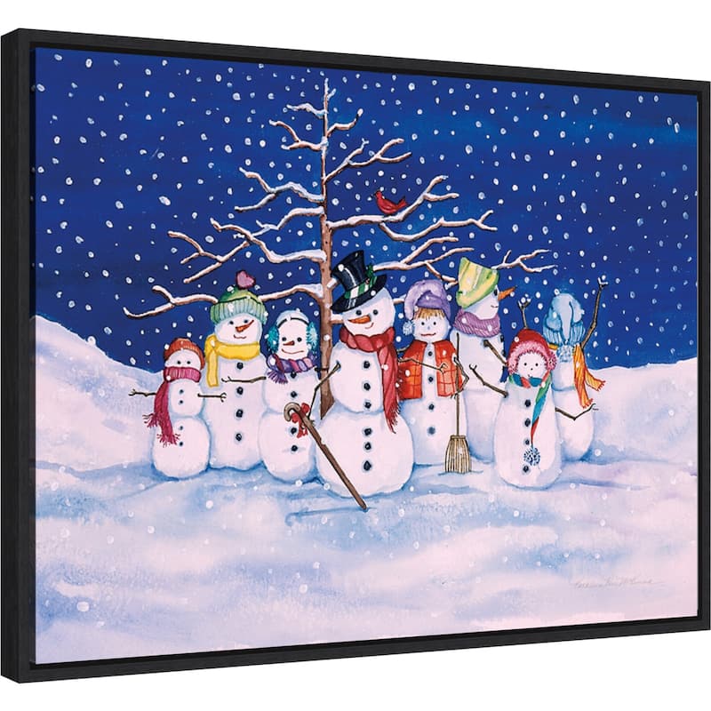 Snow Family by Kathleen Parr McKenna Framed Canvas Wall Art