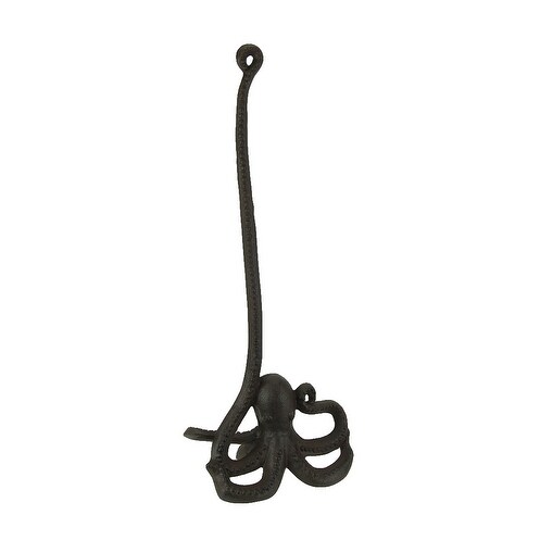 Brown Cast Iron Swimming Octopus Paper Towel Holder - 18 X 7.25 X 4 inches