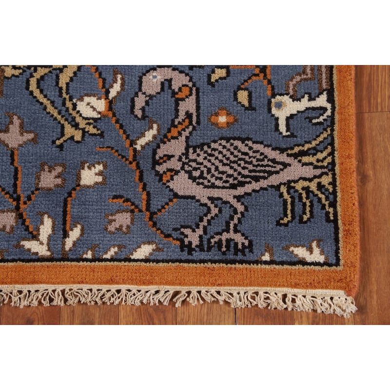 Animals Blue Ziegler Indian Runner Rug Hand-Knotted Wool Carpet - 2'6"x 7'10"