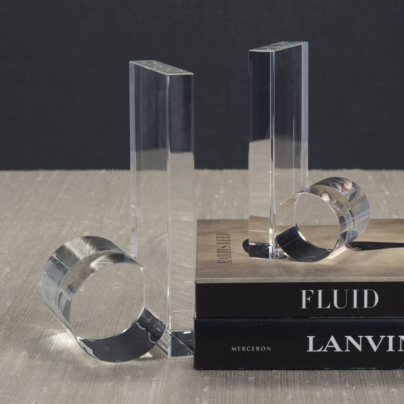 Carmac Rolled Crystal Glass Bookends, Set of 2