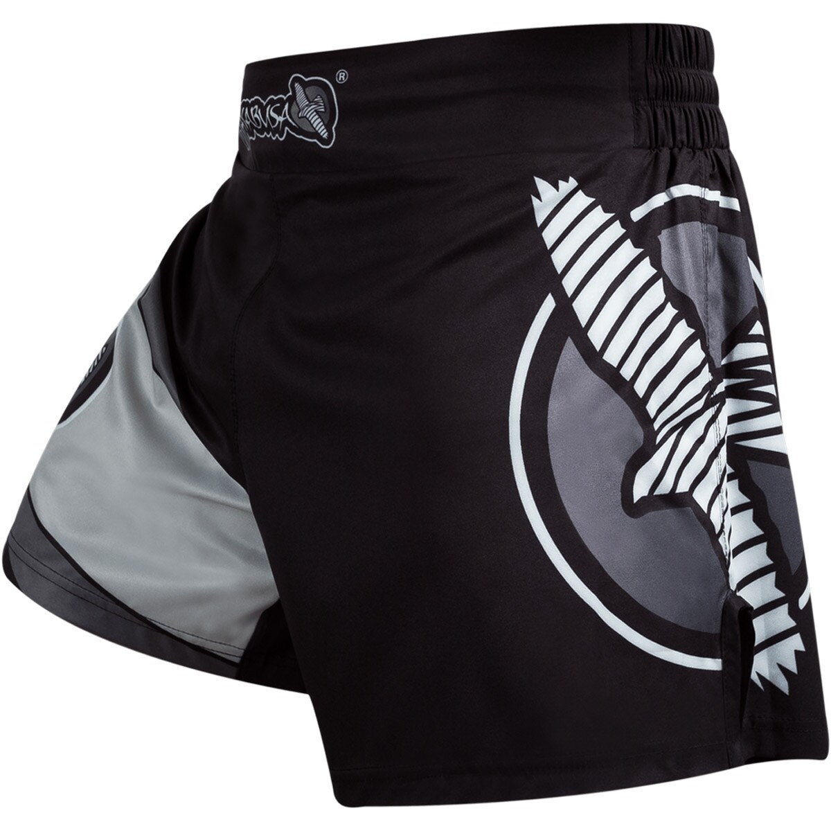 Black//Gray Hayabusa Mid-Thigh Kick Boxing Fight Shorts