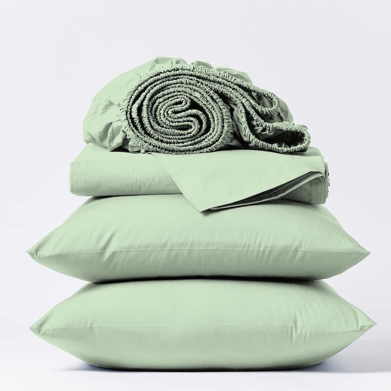 Purity Home 400TC 100% Cotton Long Staple Ultra-soft Percale Sheet Set - Sage - Queen