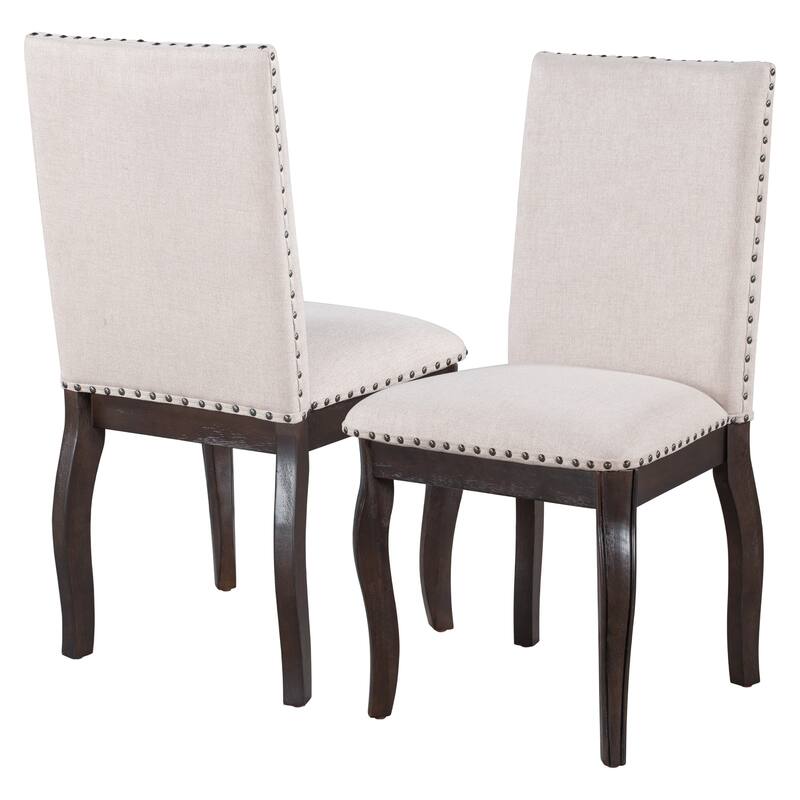 Espresso Wood Set of 4 Dining Chairs with Upholstered