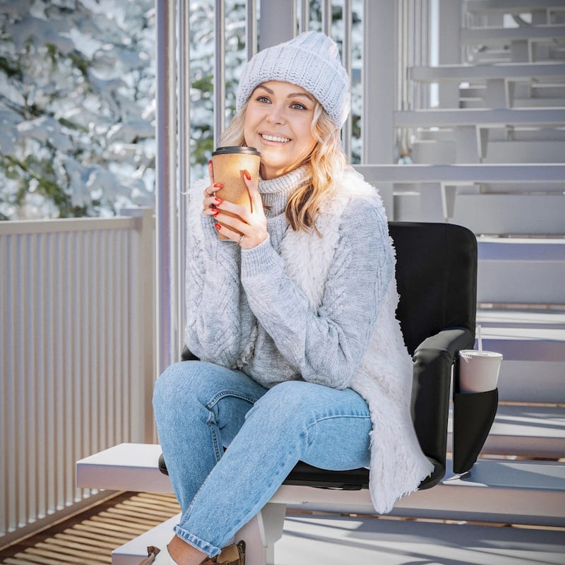 Foldable Reclining Stadium Chair with Backpack Straps and Heated Seat