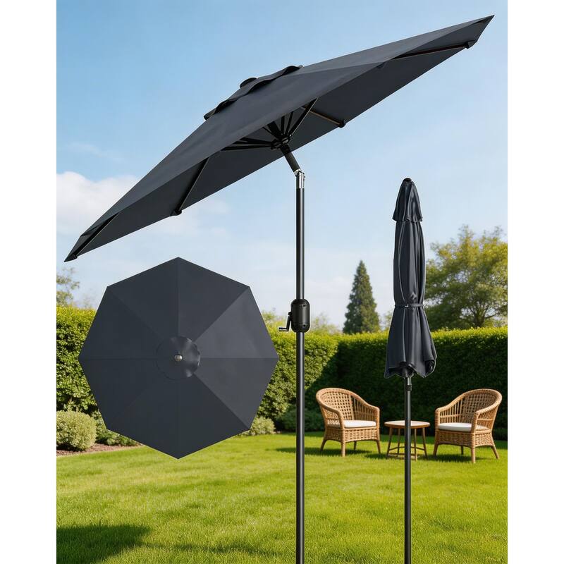 10ft Outdoor Patio Umbrella, with Crank Lift & Push Button Tilt, UV Protection Waterproof