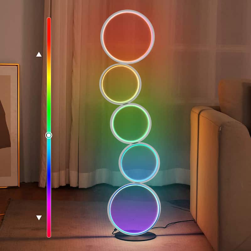 43" Stacked Rings RGB LED Floor Lamp