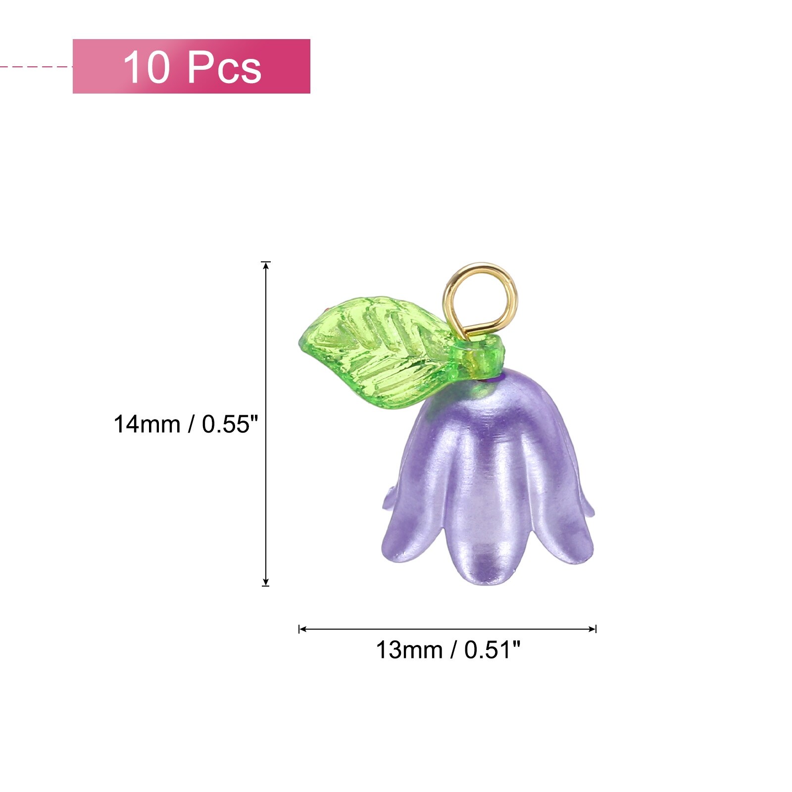 Acrylic Flower Charm Lily of the Valley Jewelry for Necklaces, Bracelets, Earrings Crafts - 13x14mm