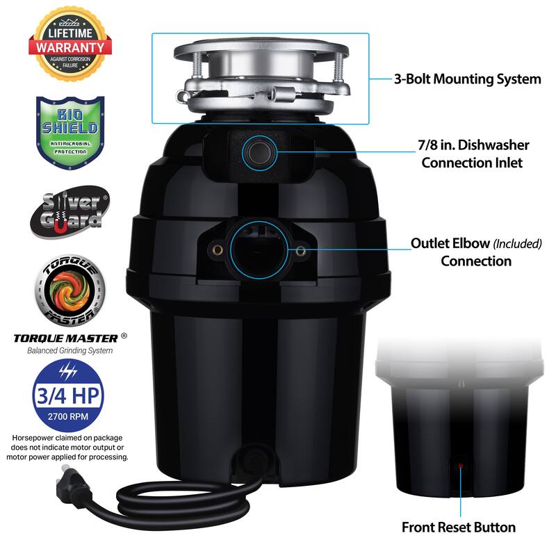 Eco Logic Continuous Feed Garbage Disposal for Kitchen Sinks