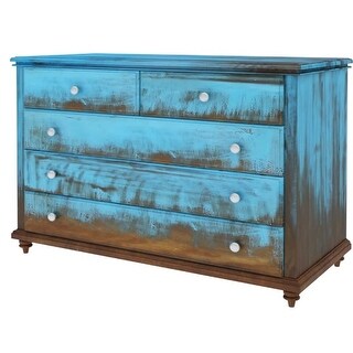 Empire Blue Dawn Rustic Solid Mango Wood Bedroom Dresser With 5 Drawer 