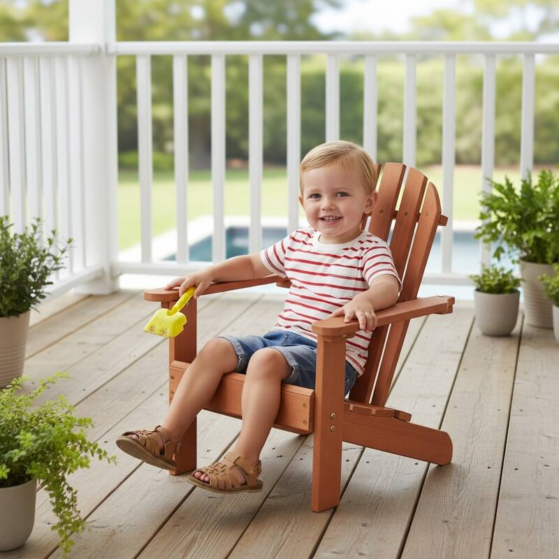 Anmytek Kids Foldable Adirondack Chair Solid Wood Outdoor Indoor Toddler Furniture