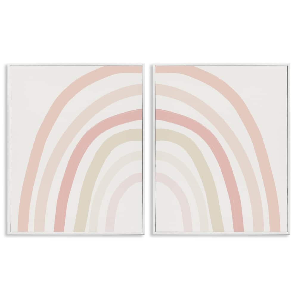 Stupell Children's Soft Pastel Rainbow Shape Pink Beige Arches 2pc Multi Piece Framed Wall Art Set