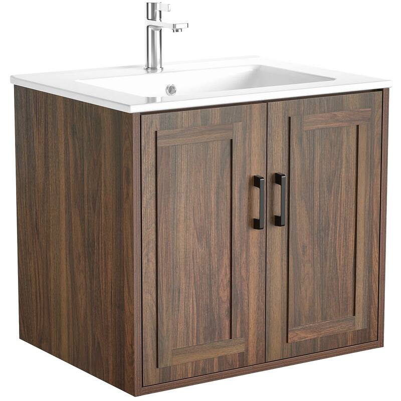 Anmytek 24'' Floating Bathroom Vanity Sink Combo Wall Mounted Cabinet with Soft Close Door