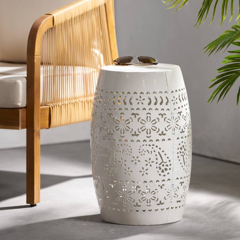 Side Table, Lace Cut Metal End Table for Outdoor & Indoor Use