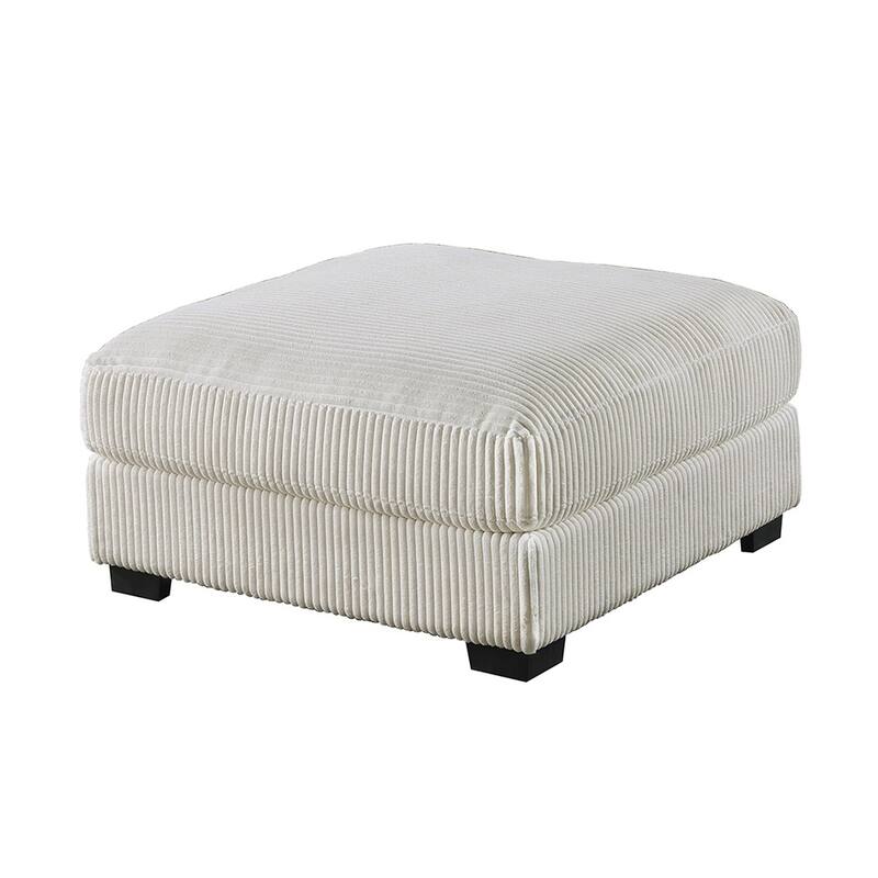 7 Piece Corduroy Upholstered L-shape Modular Sectional Sofa with Ottoman