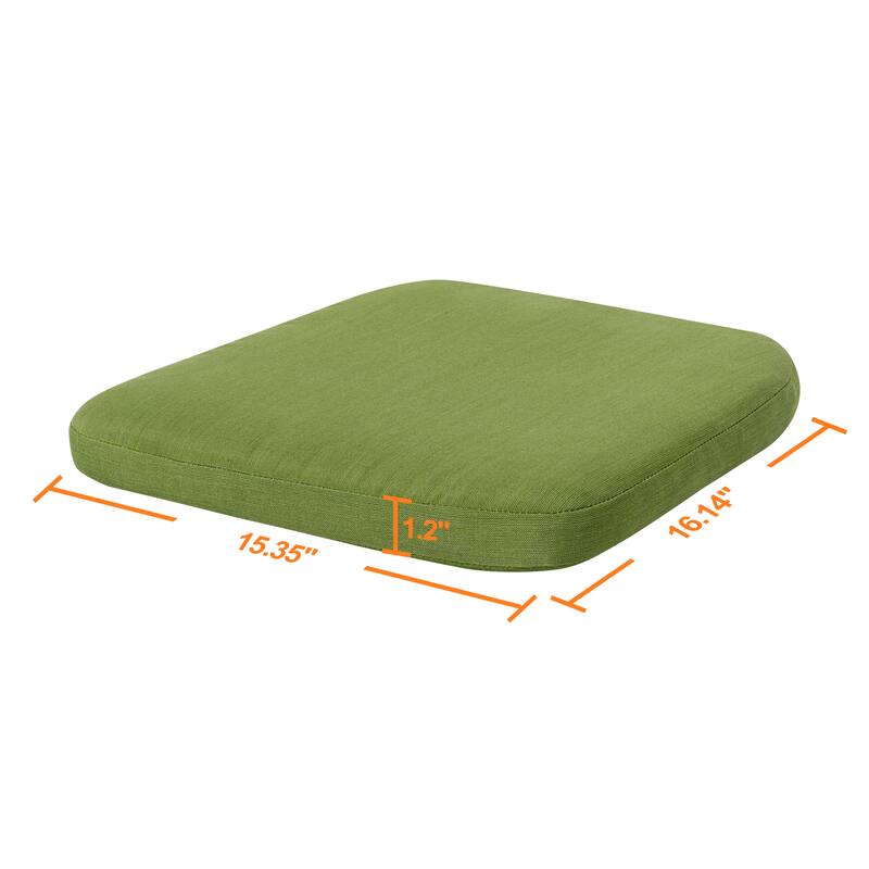 Outdoor 2-Pack 15'' x 16'' x 1.2'' Green Chair Seat Cushions with Straps
