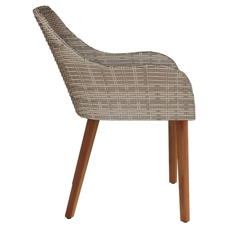 vidaXL Patio Chairs 2 Pcs Patio Wicker Dining Chair with Cushions Poly Rattan - 21.7 x 24.6 x 32.3