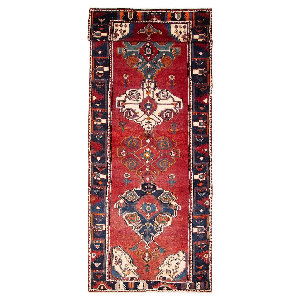 ECARPETGALLERY Hand-knotted Melis Vintage Burgundy Wool Rug - 4'11 x 13'11
