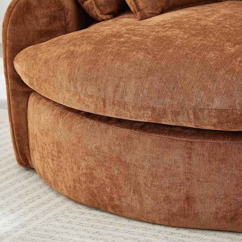 Roomfitters Oversized Round Chaise Sofa 59.8" Upholstered Loveseat with 8 Pillows, Accent Chair for Living Room