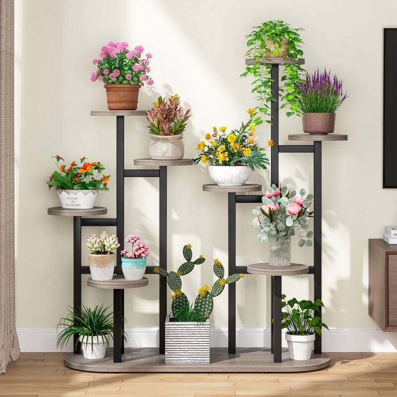Multi-Tiered 11 Potted Plant Stand Flower Shelf Indoor