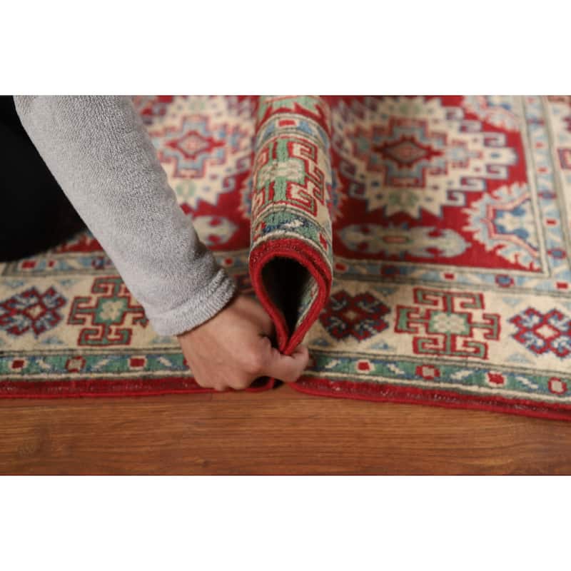 Red Kazak Foyer Rug Handmade Traditional Wool Carpet - 2'9"x 3'11"