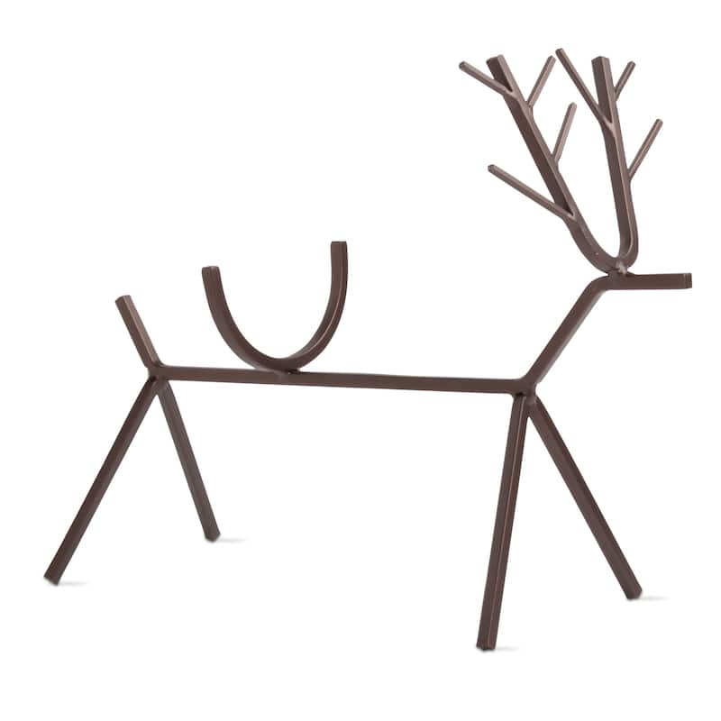Antique Bronze Reindeer Wine Bottle Holder and Carrier for Bar Christmas Decor 9.06 in H x 11.81 in L x 4.92 in W